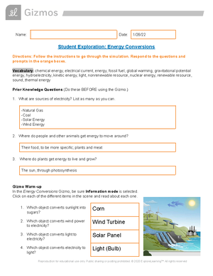 Copy of Senses SE - gizmos lab - Name: Date: 7/ Student Exploration ...