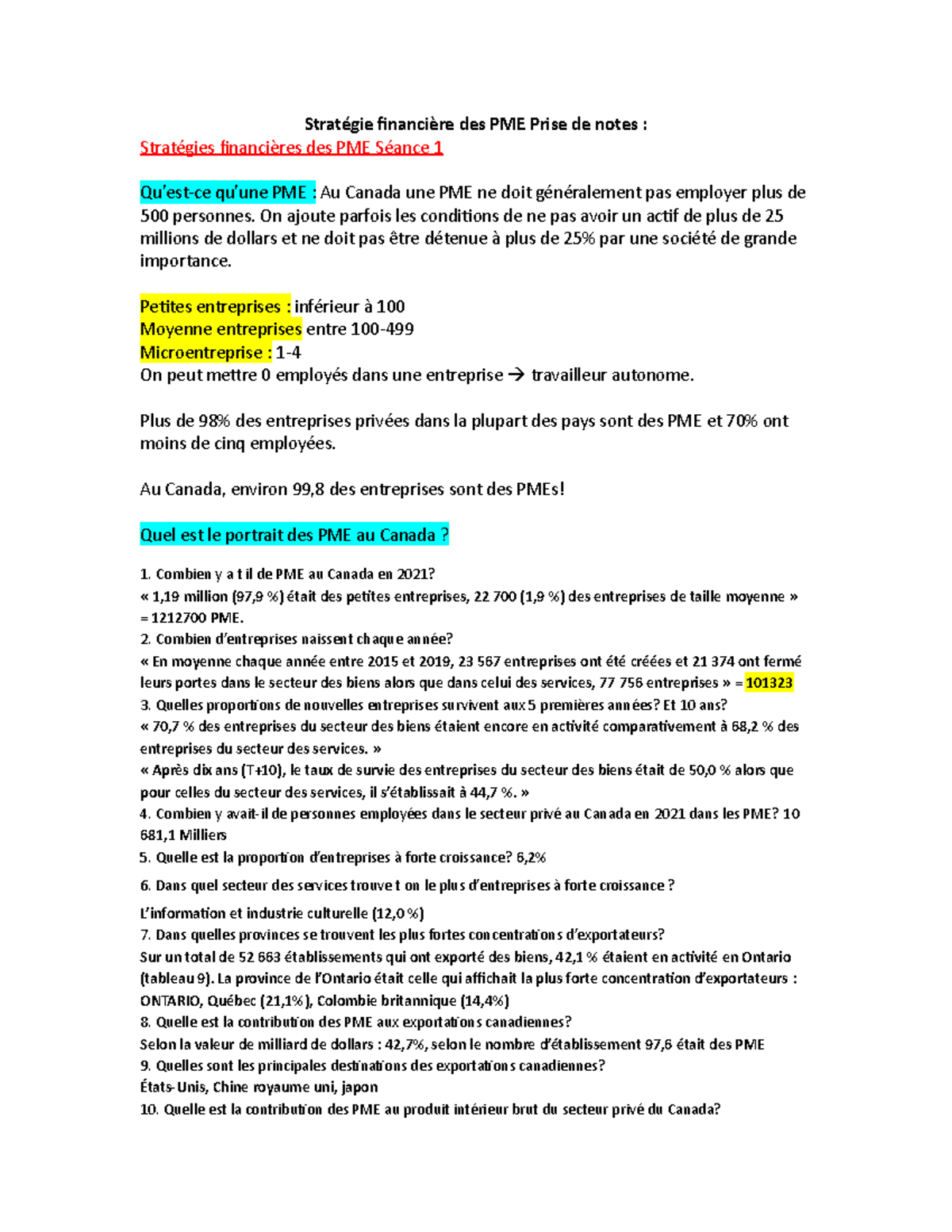 Stratégie financière des PME Prise de notes - Stratégie financière des ...