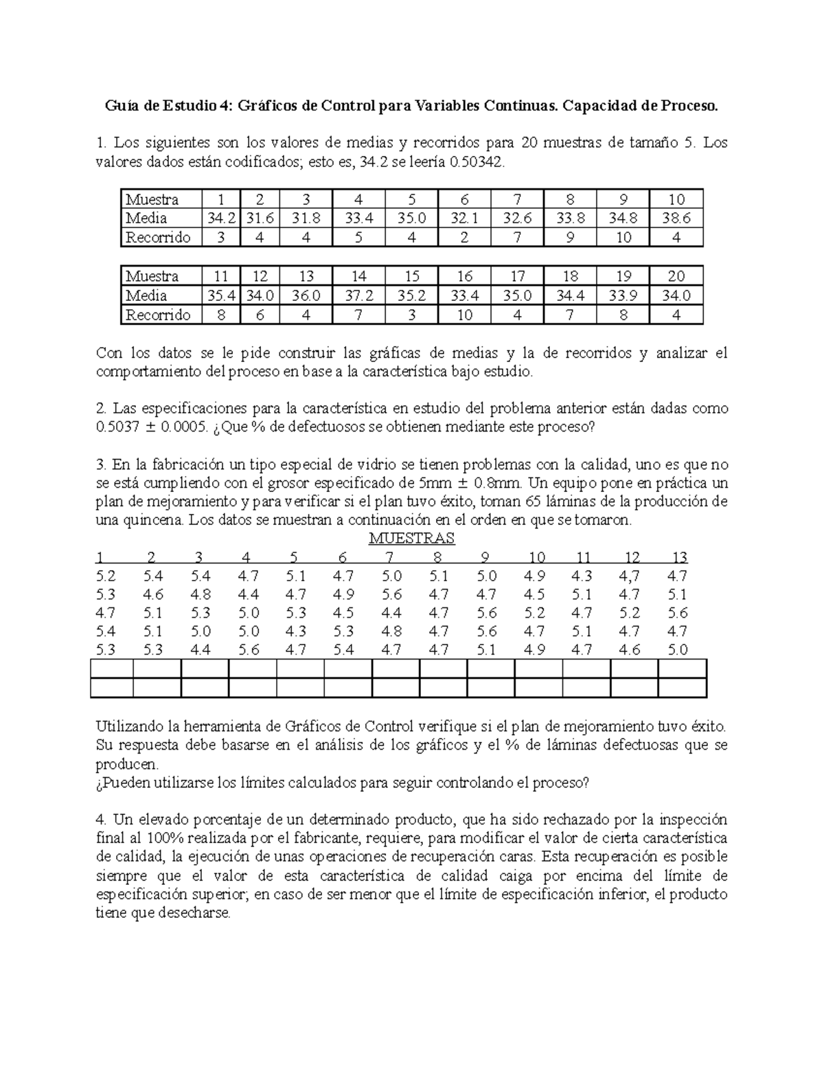 Guia de Estudio 3 GC Variables - Guía de Estudio 4: Gráficos de Control ...
