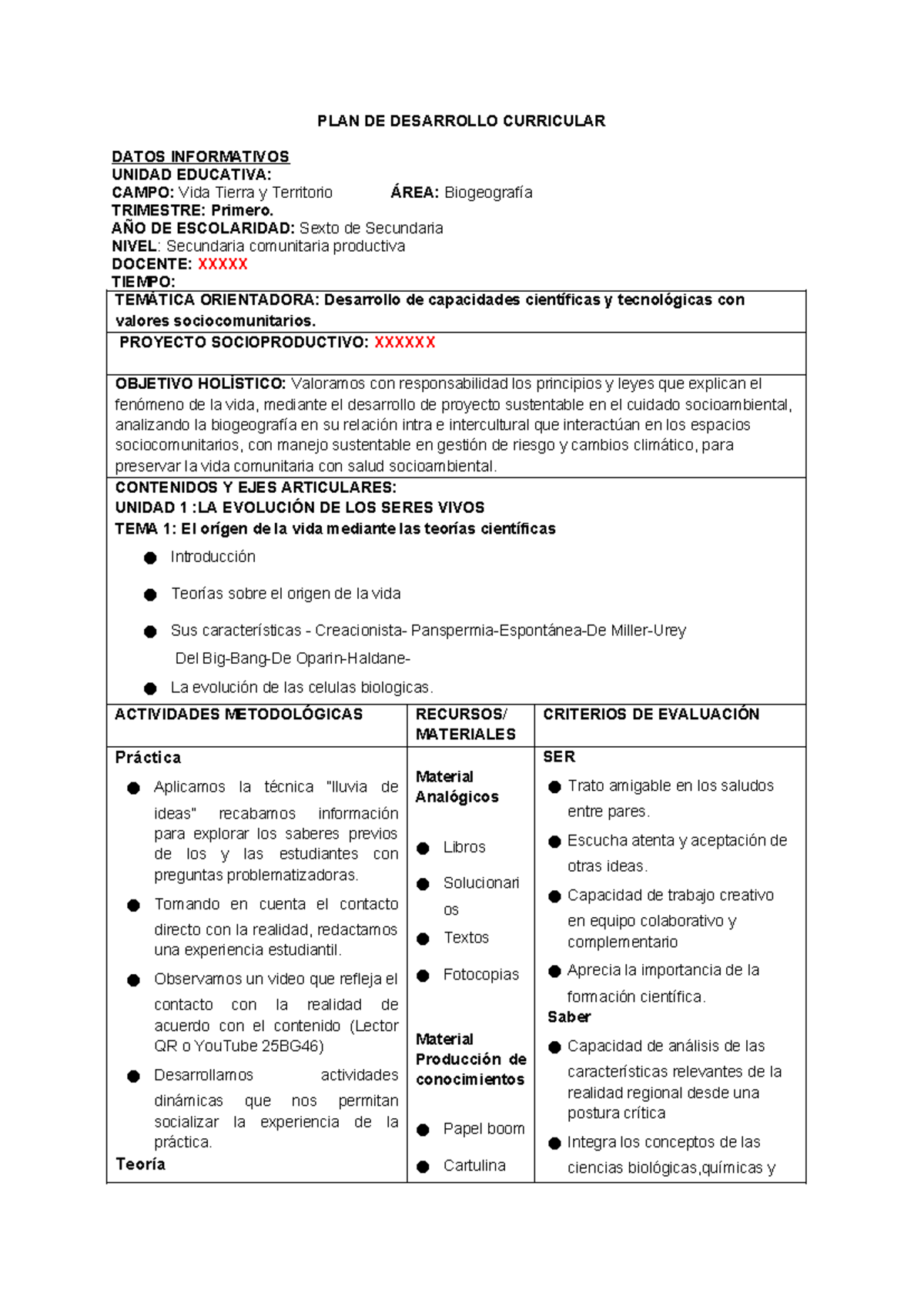 6to Bio Geografía PDC 2020 - PLAN DE DESARROLLO CURRICULAR DATOS ...