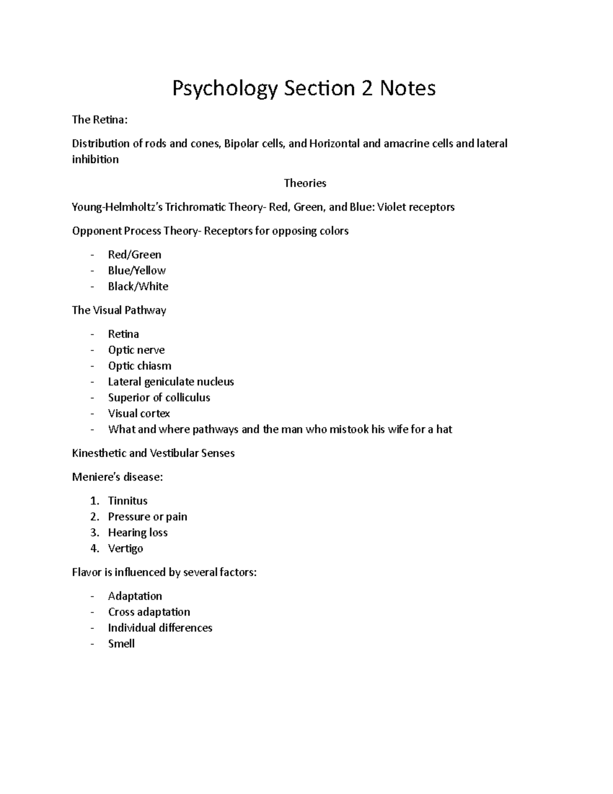 Psychology Section 2 Notes Psychology Section 2 Notes The Retina