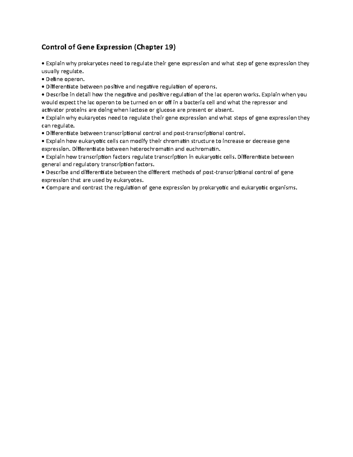 10 Control of Gene Expression Study Guide - Control of Gene Expression ...