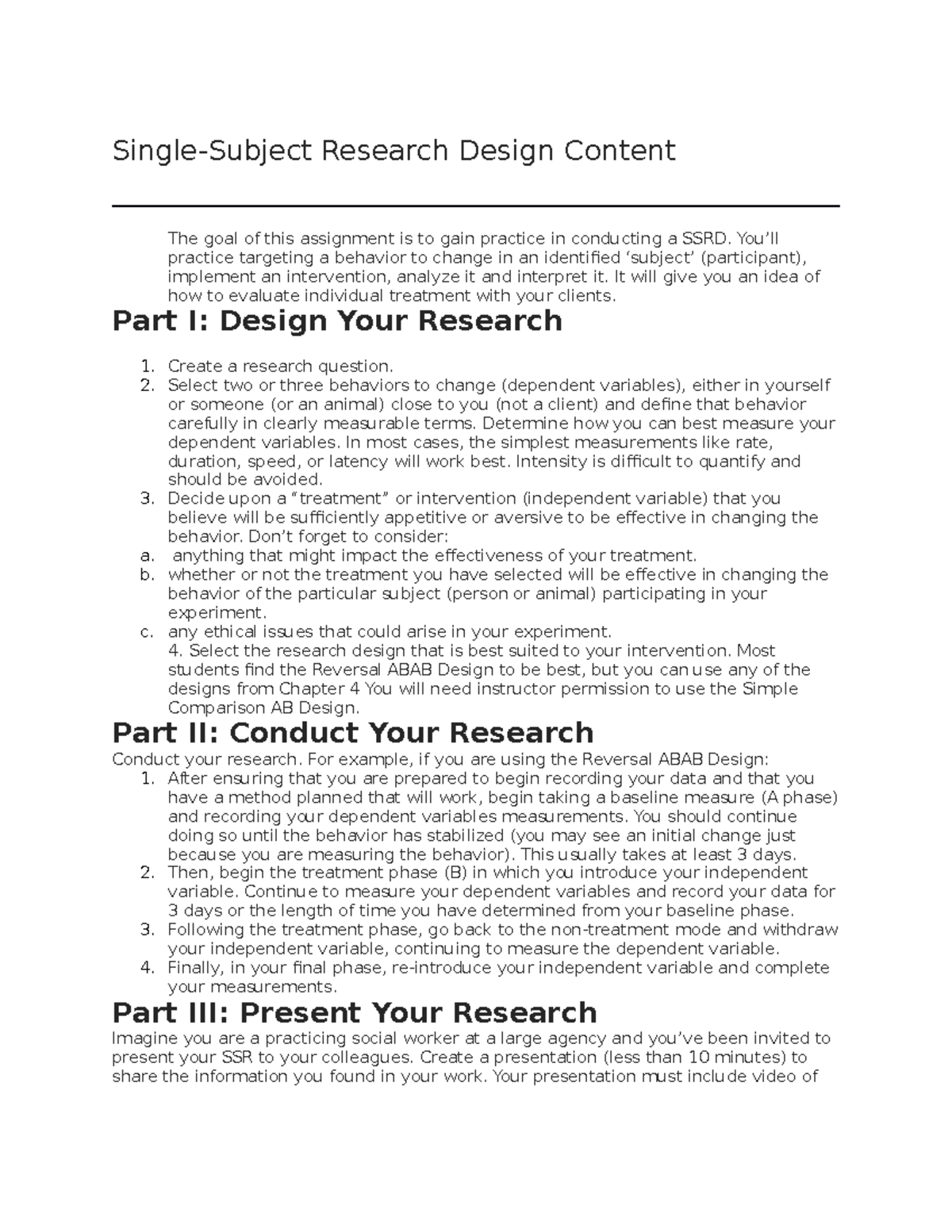 subject research work