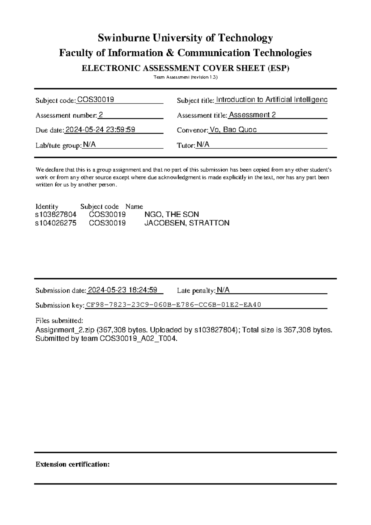 Receipt-4 - Swinburne University of Technology Faculty of Information ...