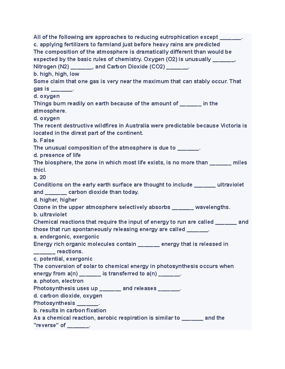 Bio 102 Pt 2 2 Useful Practice Questions For Your Second Exam All