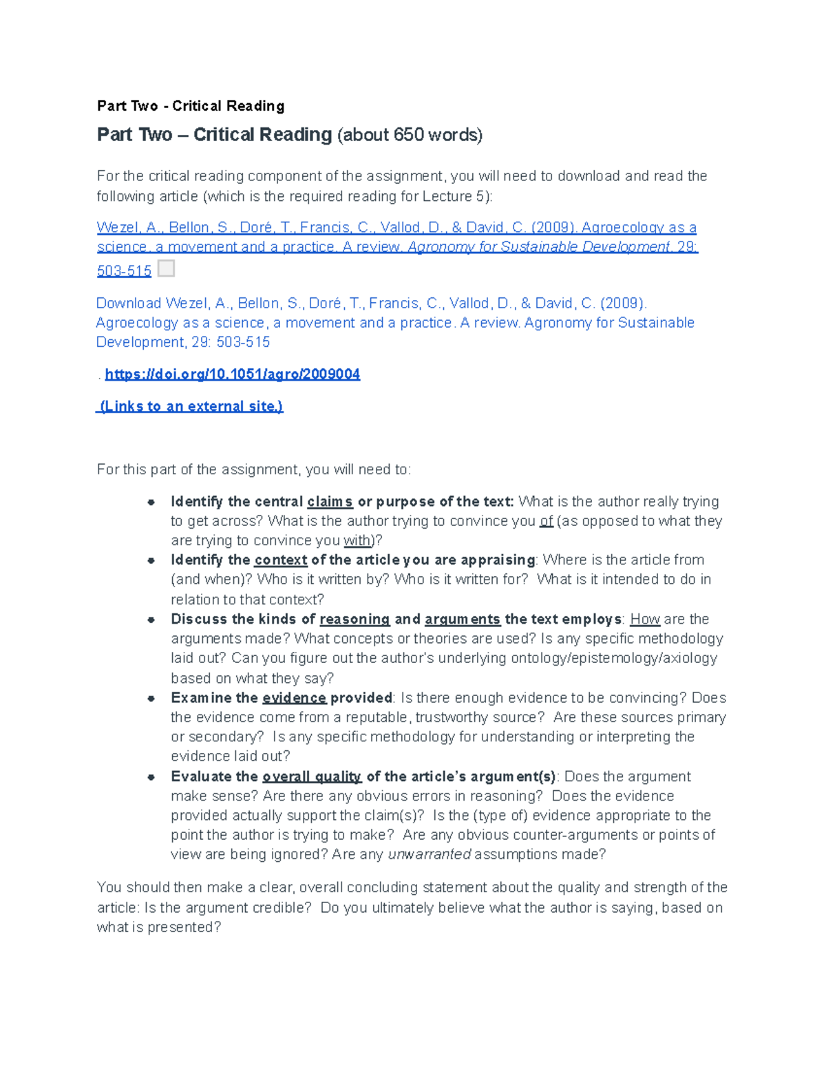 Assignment 1: Critical Reading - Part Two - Critical Reading Part Two ...