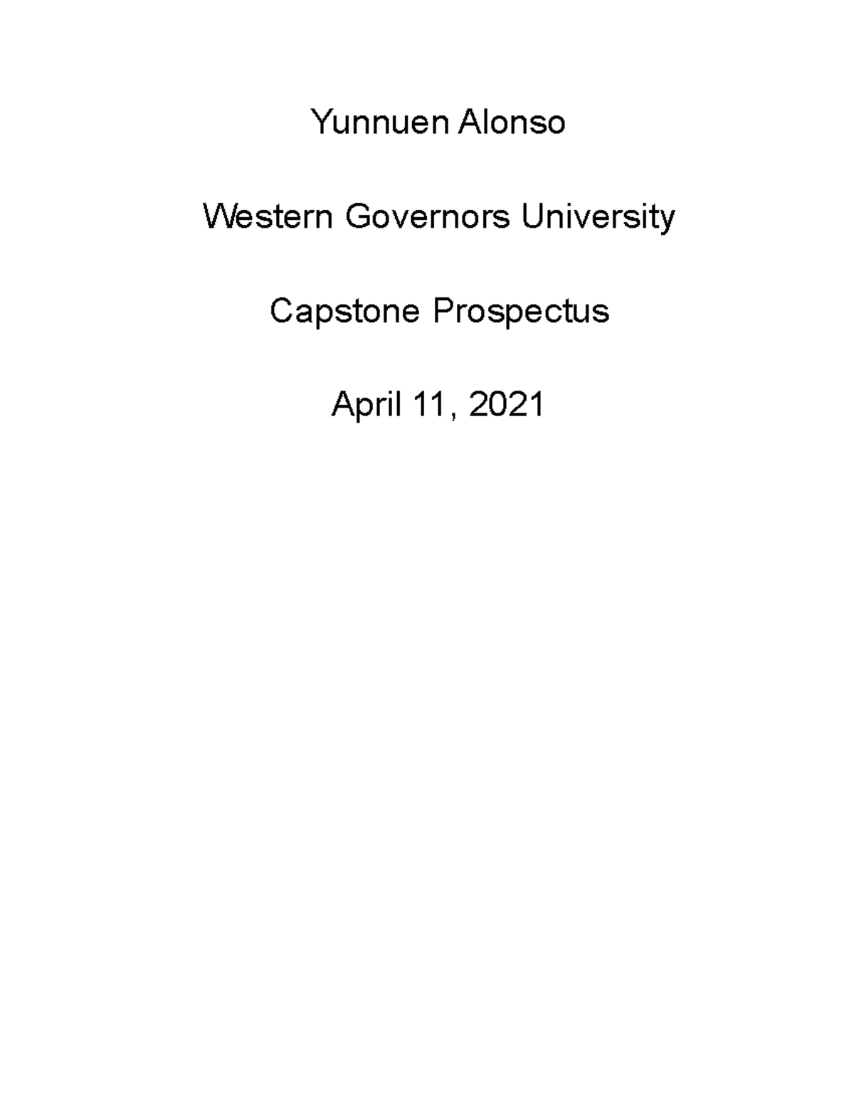 western governors university capstone project ideas