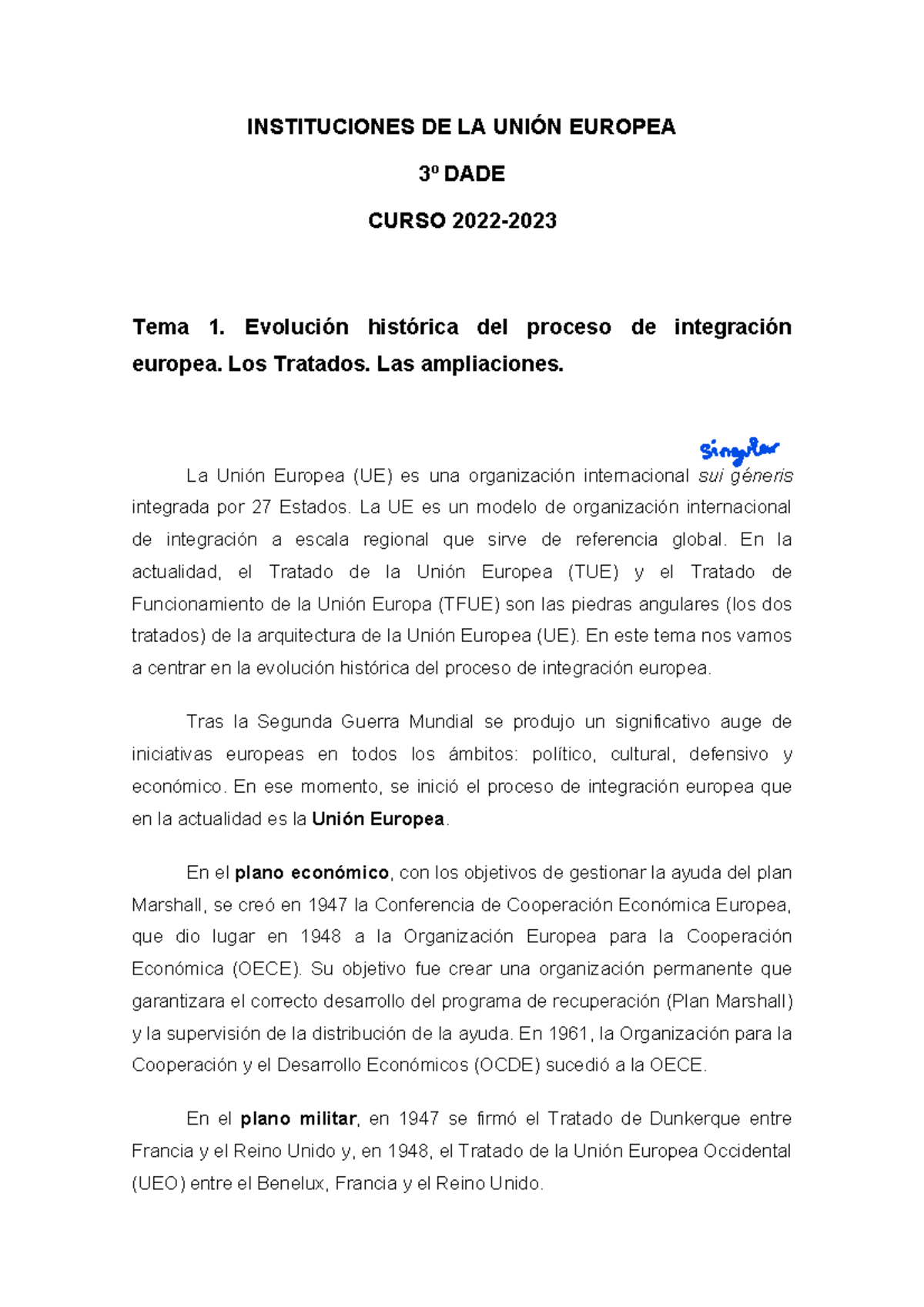 Tema 1 Apuntes Instituciones De La UniÓn Europea 3º Dade Curso 2022 Tema 1 Evolución 9714