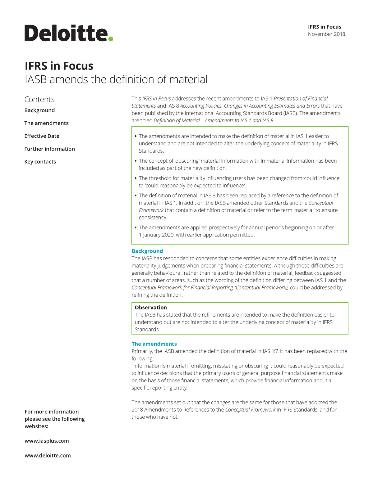 IFRS In Focus - Definition Of Material - IFRS In Focus November 2018 ...