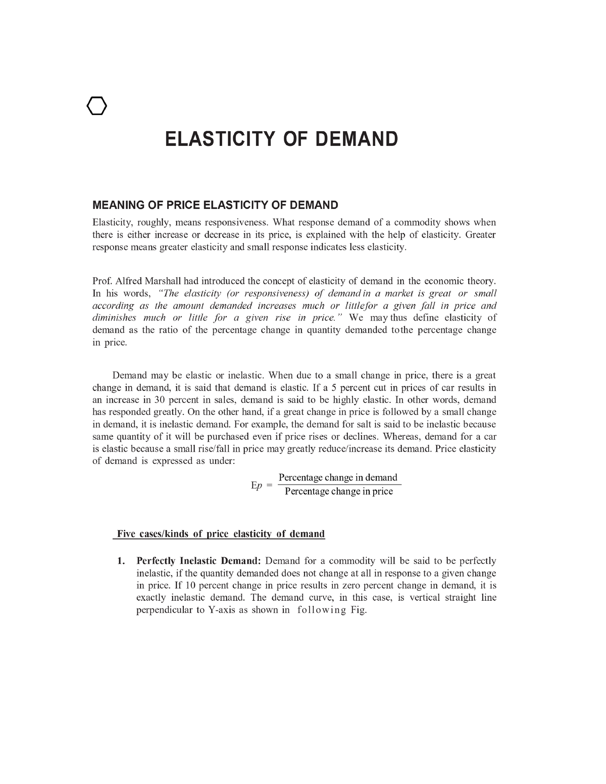 Elasticity OF Demand - Economics Lecture Note - B.A Economics - Studocu