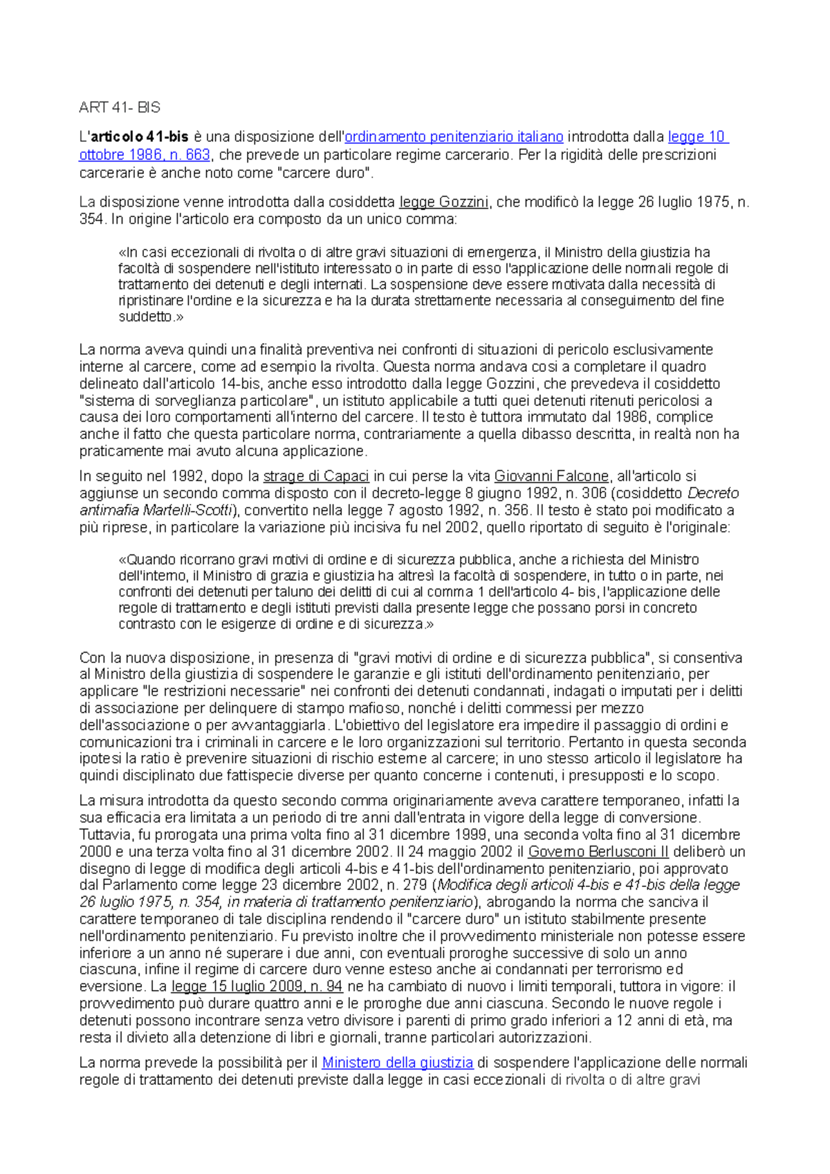 ART 41 analisi art 41 ART 41 BIS L'articolo 41bis è una