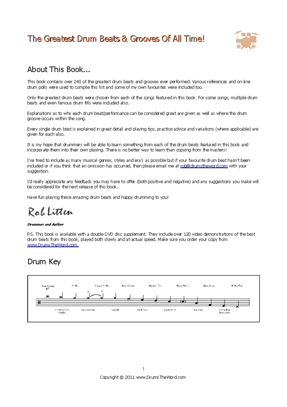 Famous Drum Beats e Book About This Book... This book contains over