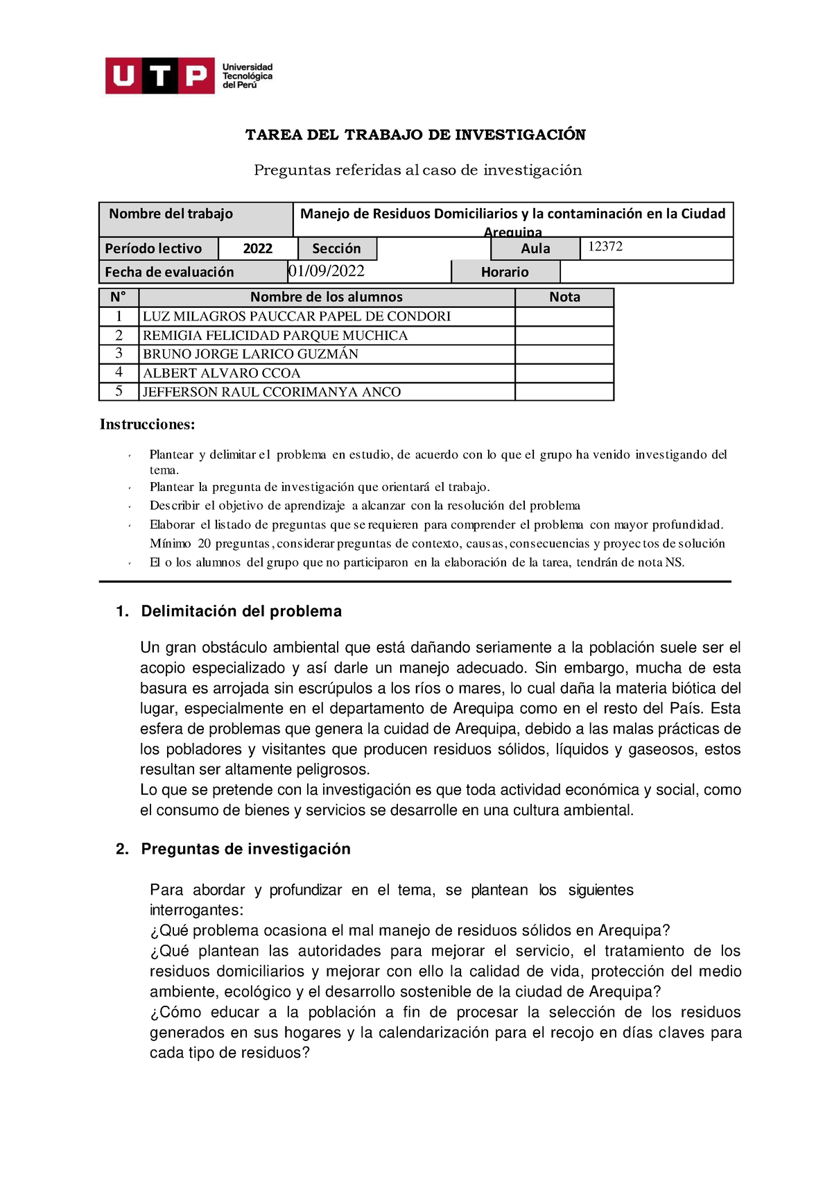 Semana 5 - Tarea 1 - Modelo - TAREA DEL TRABAJO DE INVESTIGACI”N ...