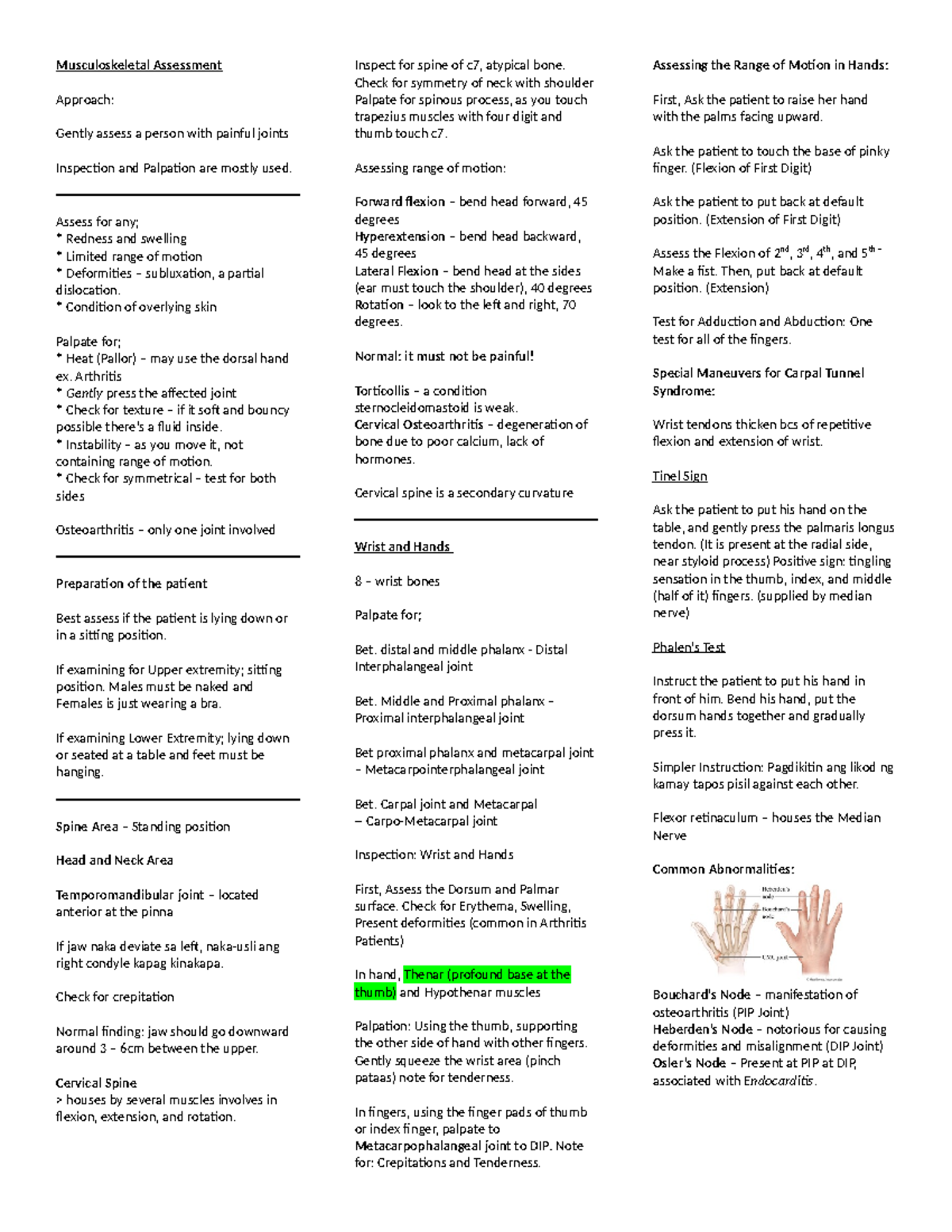 Musculoskeletal Assessment - Musculoskeletal Assessment Approach ...