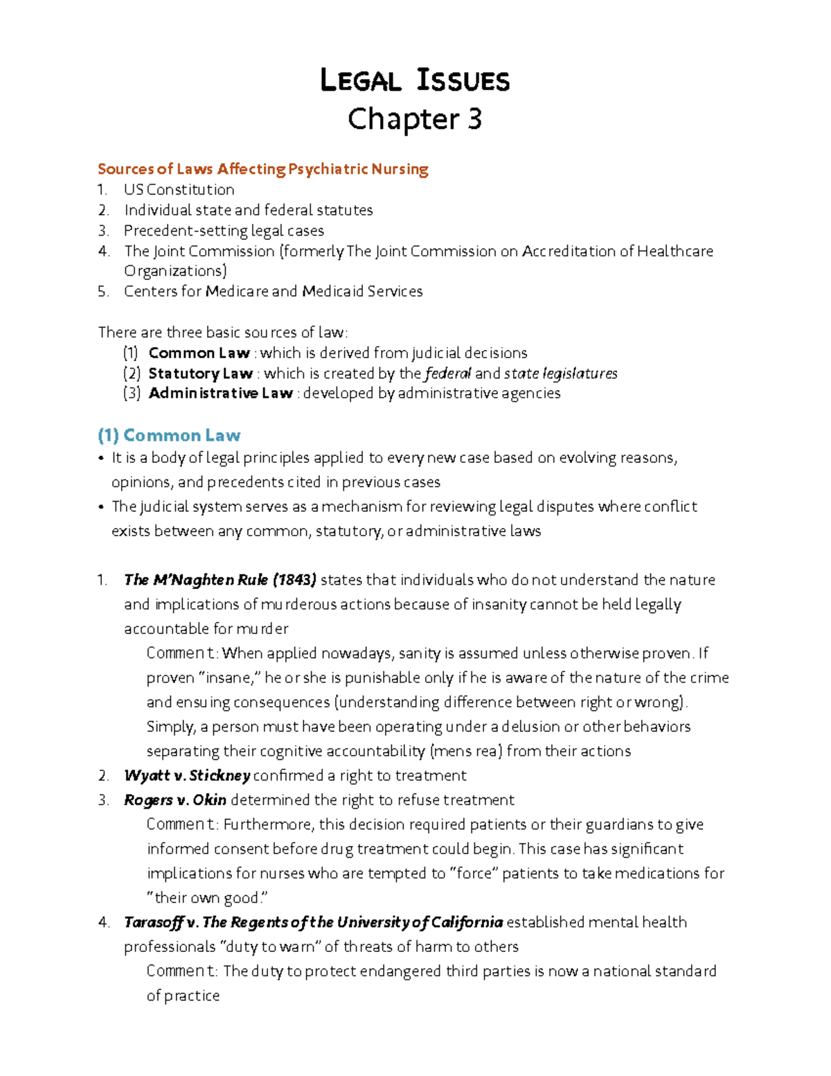 Laws Affecting Mental Health