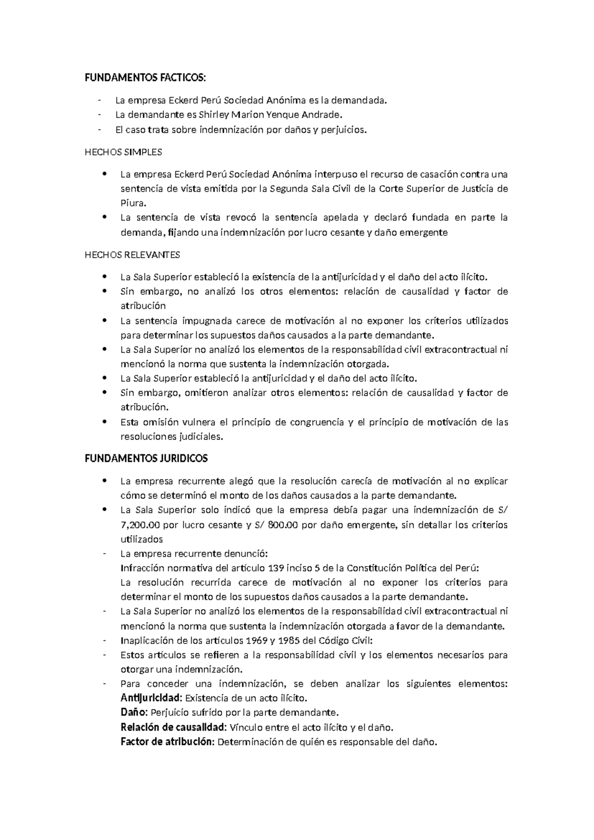 Fundamentos Facticos - FUNDAMENTOS FACTICOS: La empresa Eckerd Perú ...