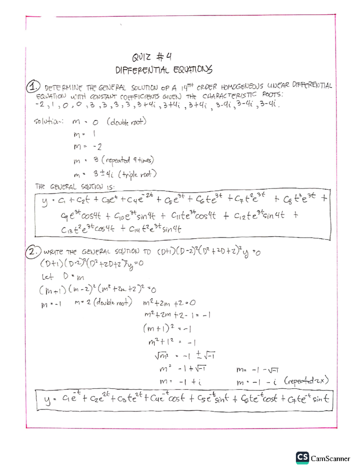 Differential Equations Quiz 4 Mechanical Engineering Studocu