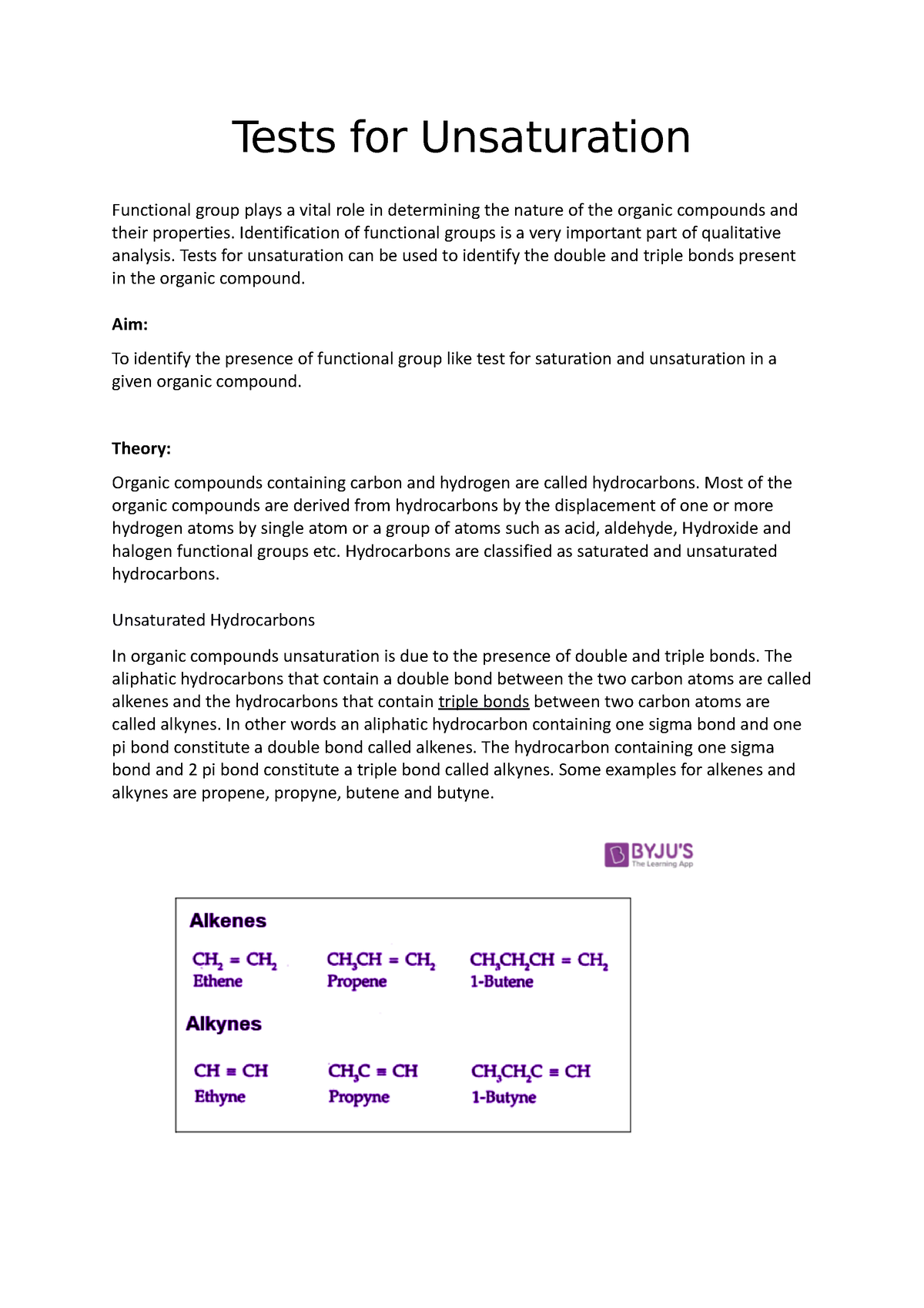 Tests For Unsaturation - Tests For Unsaturation Functional Group Plays ...