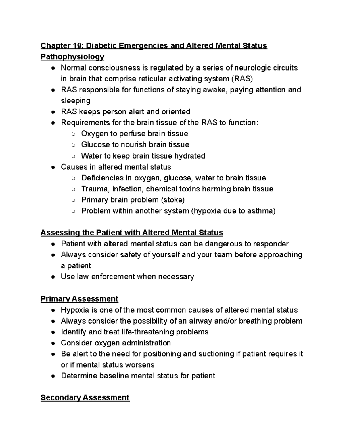 Chapter 19 Diabetic Emergencies and Altered Mental Staus - ” Patient ...