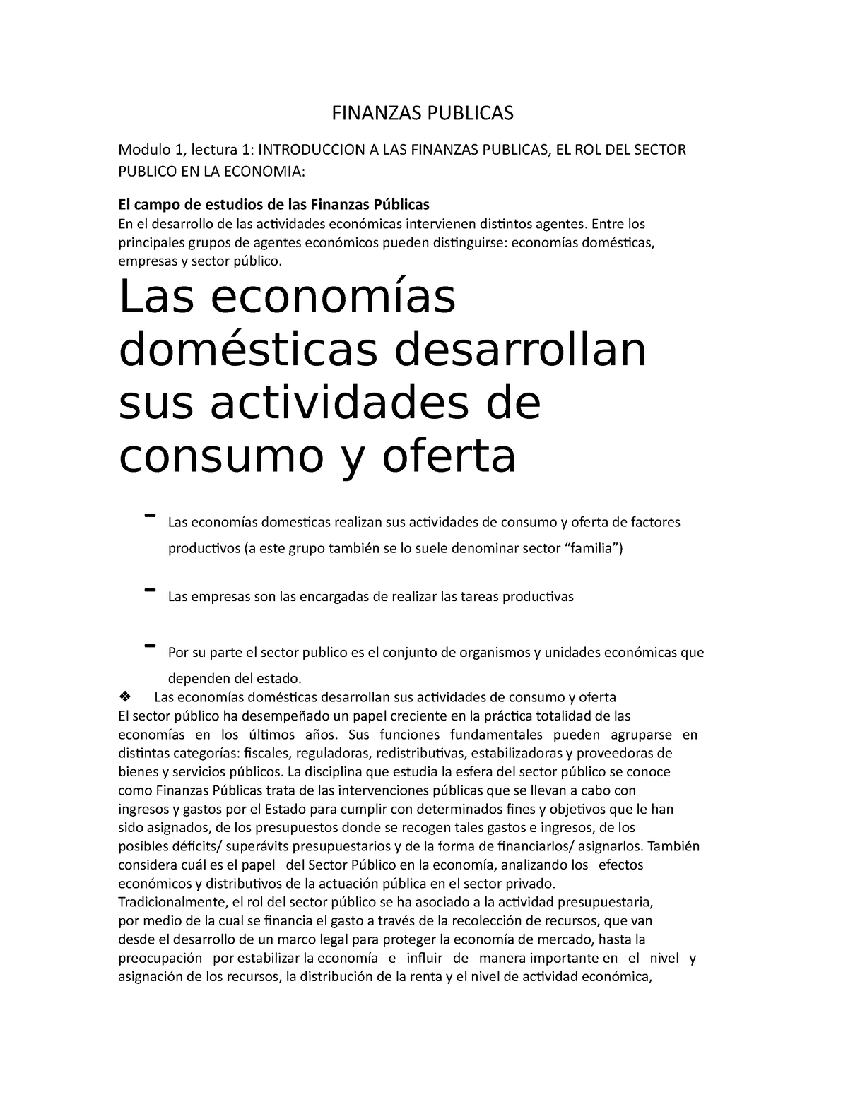 Finanzas Publicas Resumen - FINANZAS PUBLICAS Modulo 1, Lectura 1 ...