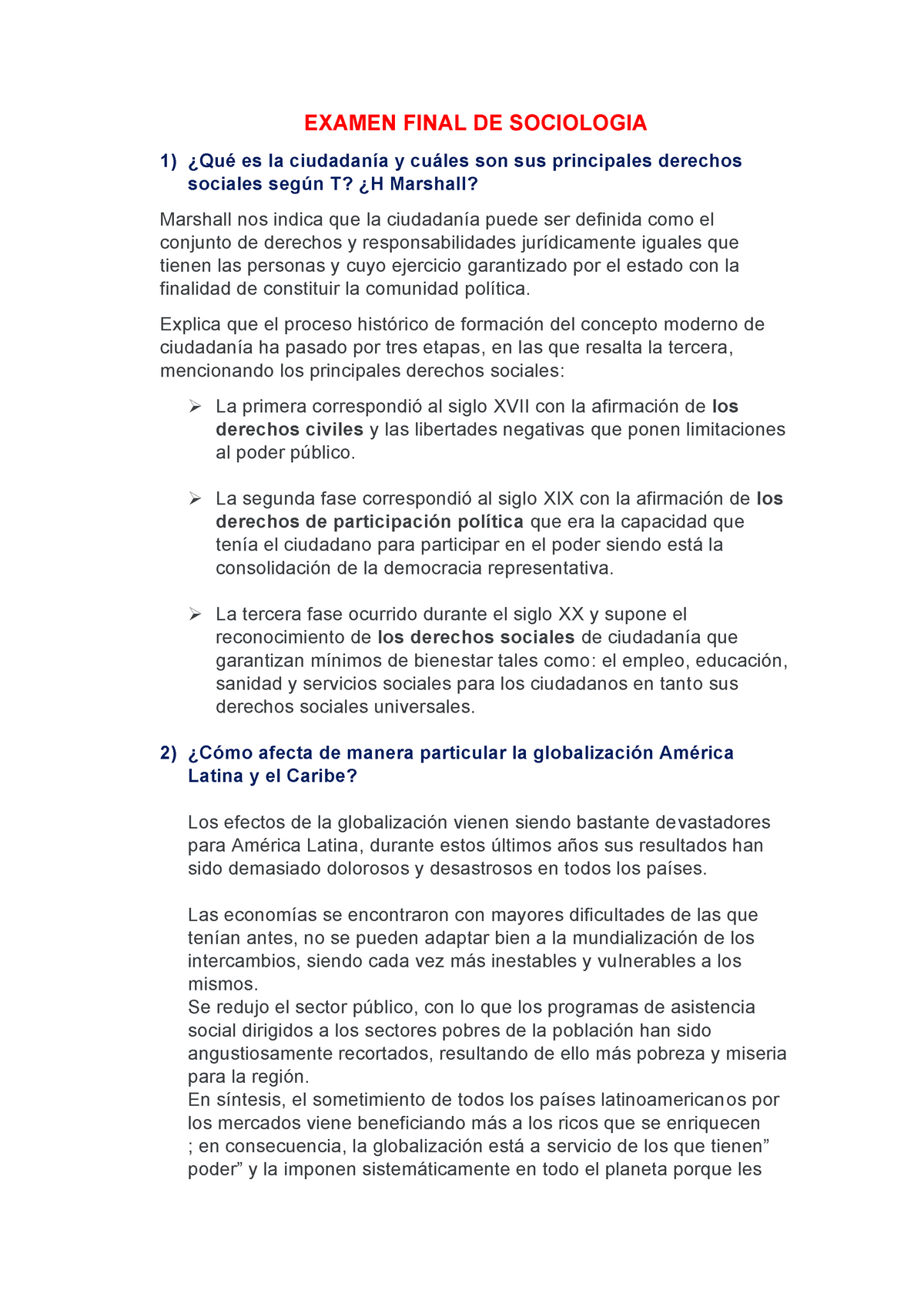 Examen Final DE Sociologia - EXAMEN FINAL DE SOCIOLOGIA ¿Qué Es La ...