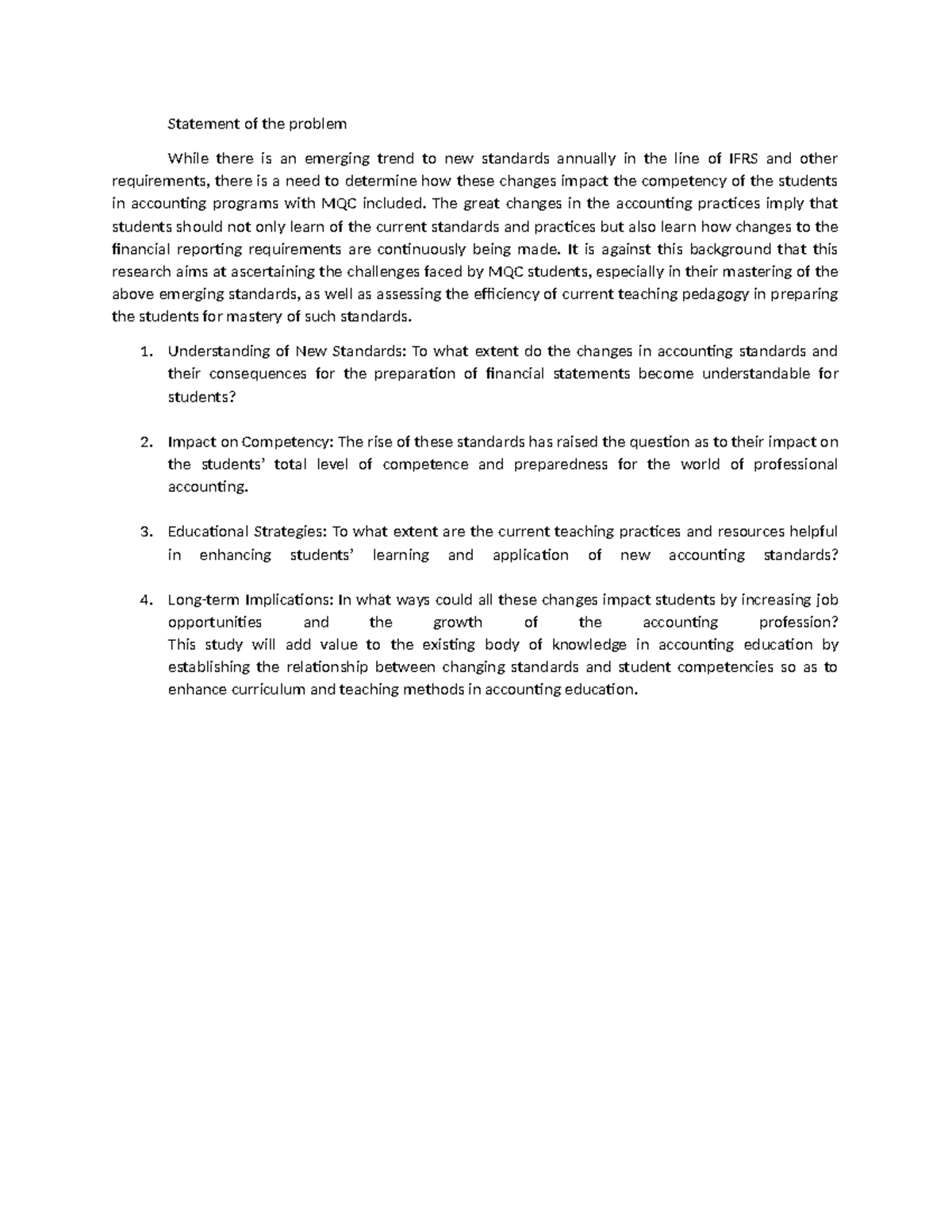 Statement of the problem - Statement of the problem While there is an ...