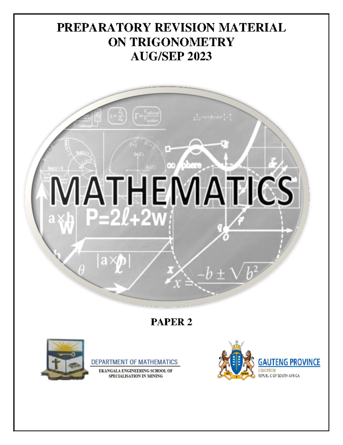 Trigonometry-1 - Pass - MBP316D - PREPARATORY REVISION MATERIAL ON ...