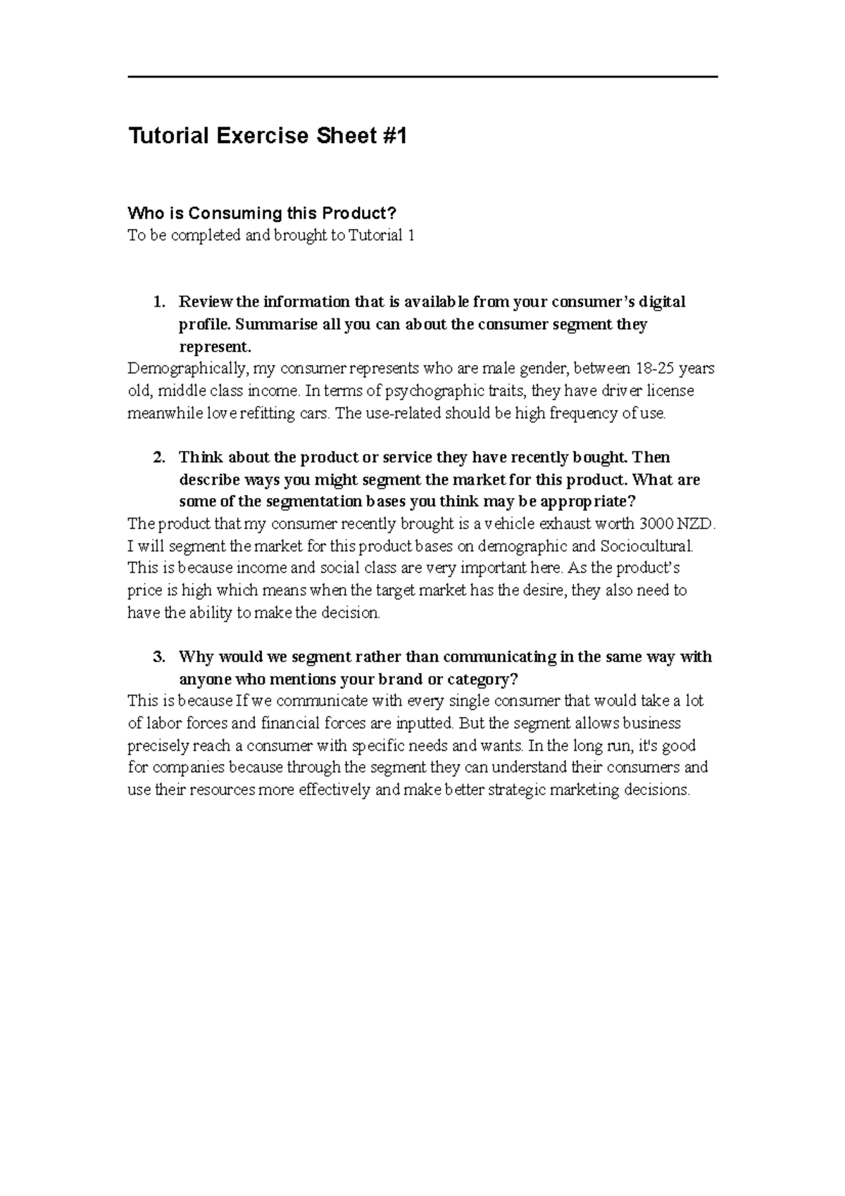 Tutorial Exercise Sheet - Summarise all you can about the consumer ...