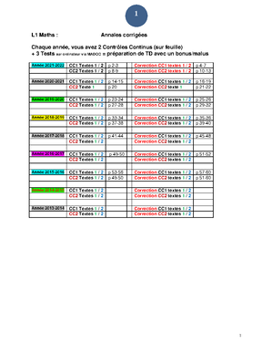 L1 Maths=TQ1 Annales Corrig Ã©es - L1 : Eco-Gestion CC1 Mathématiques ...