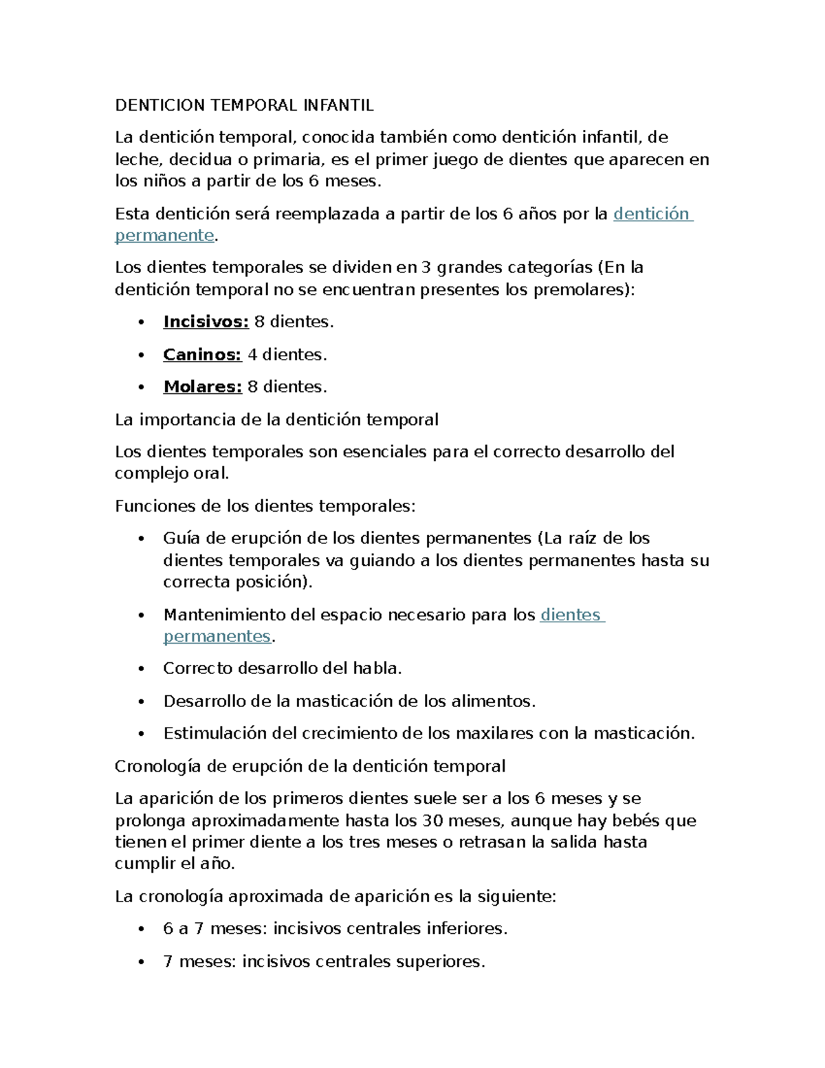 Denticion Temporal Infantil - DENTICION TEMPORAL INFANTIL La dentición ...