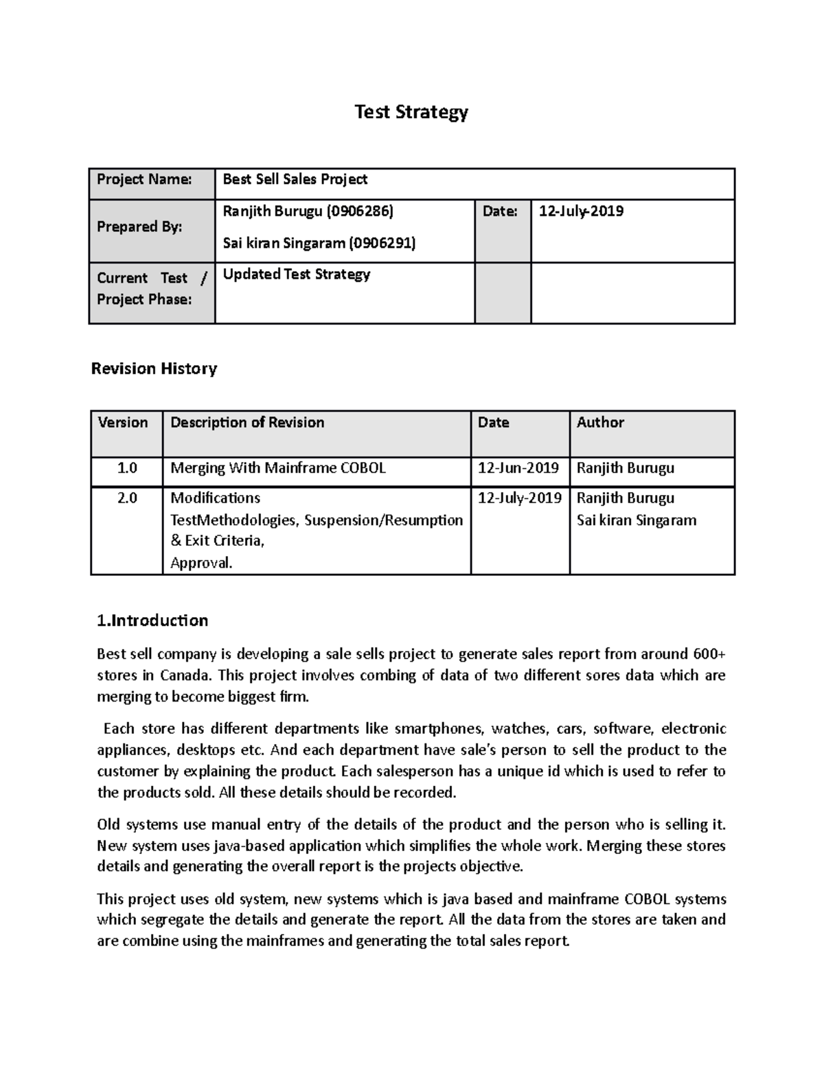 Updated Test Strategy - weekly update - Test Strategy Project Name ...