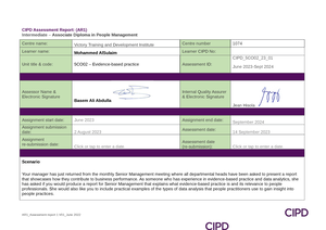 Refer 5CO02 Evidence based practice - CIPD Assessment Report: (AR1 