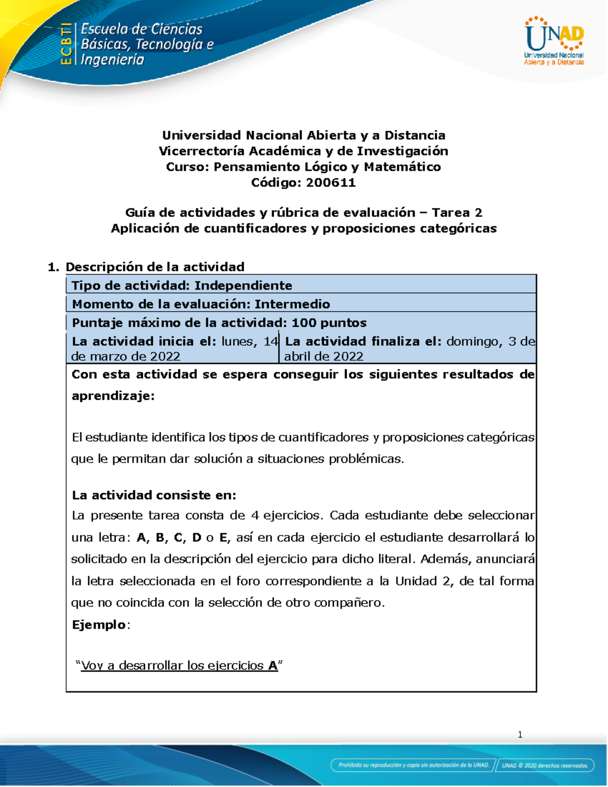 Tarea 2 - Aplicación De Cuantificadores Y Proposiciones Categóricas ...