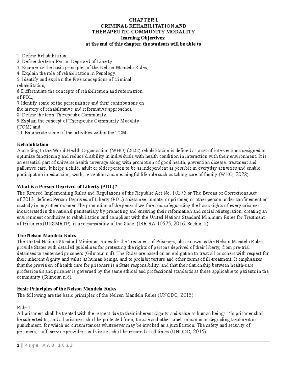 CA-3-module - Cor administration 3 - CHAPTER 1 CRIMINAL REHABILITATION ...