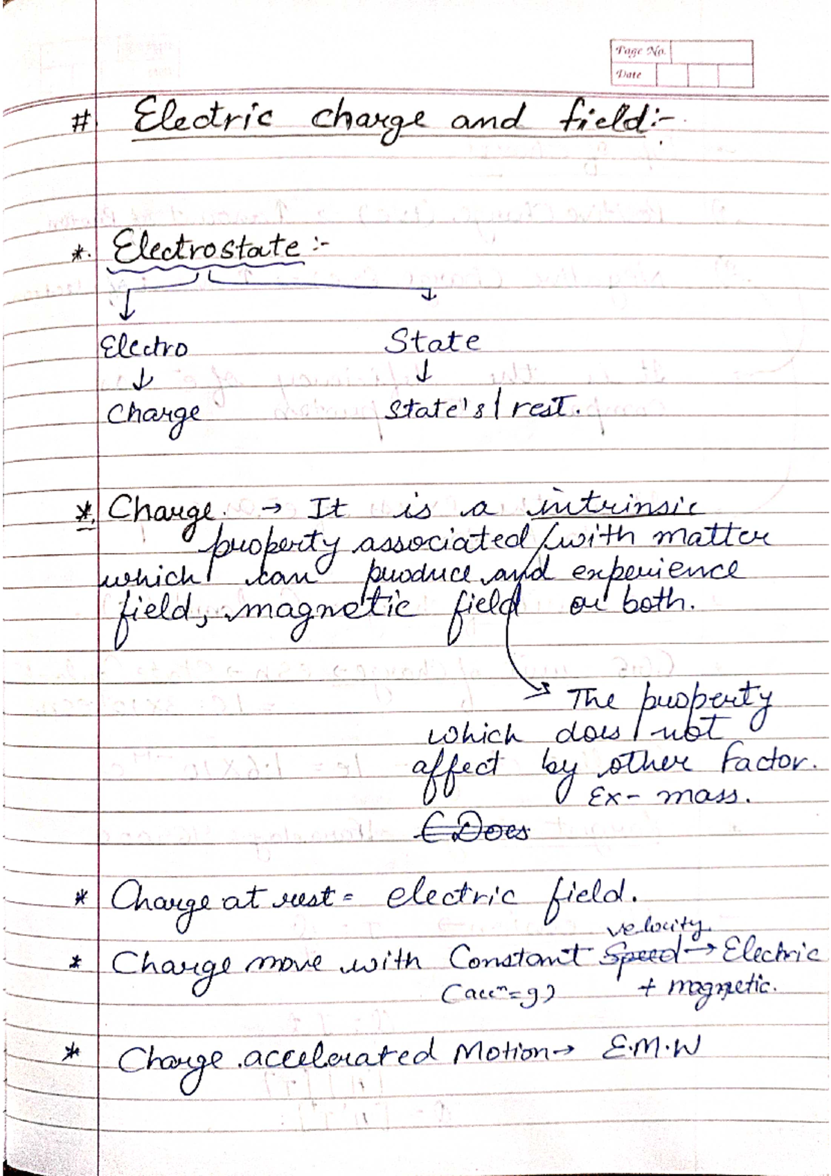 Electrostatic - Tage No. Date Electric charge and Electrostate Electro ...