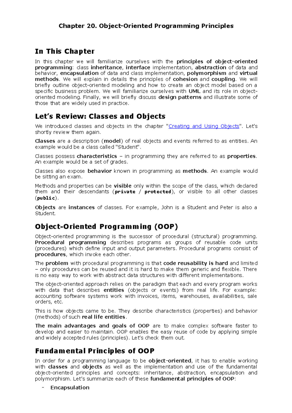 Ch20 Object-Oriented Programming Principles - Chapter 20. Object ...