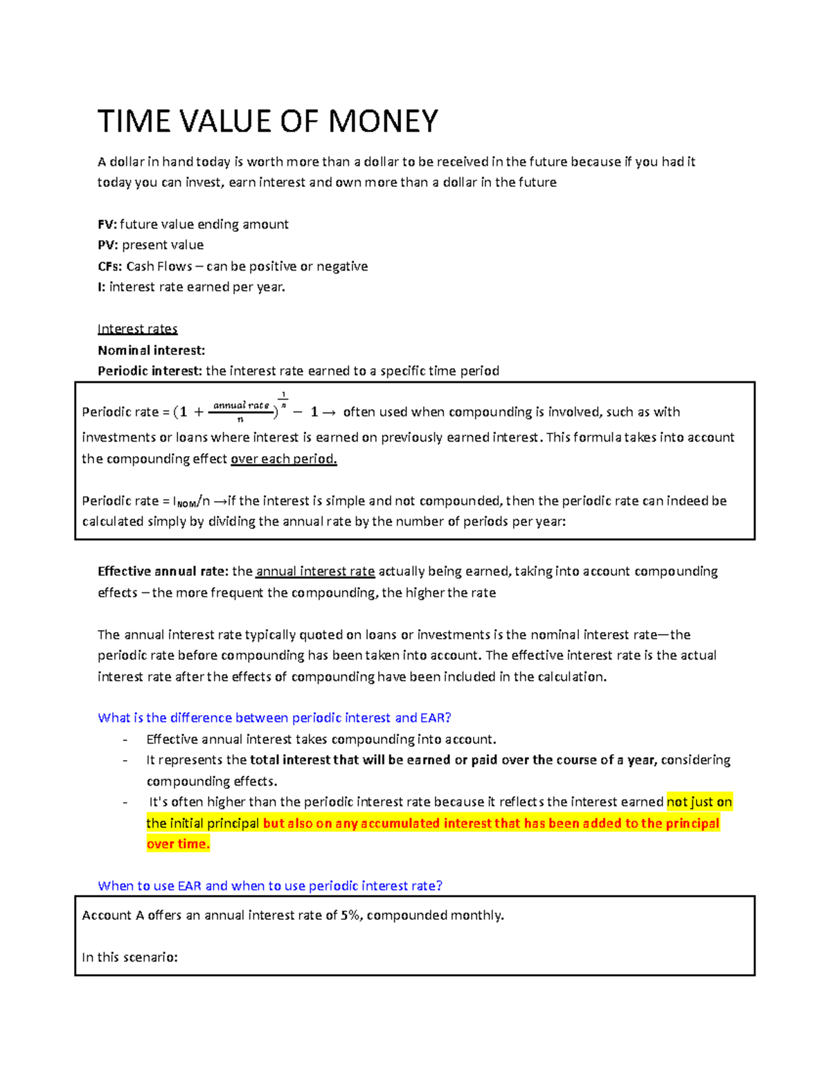 Time value of money - notes - TIME VALUE OF MONEY A dollar in hand ...