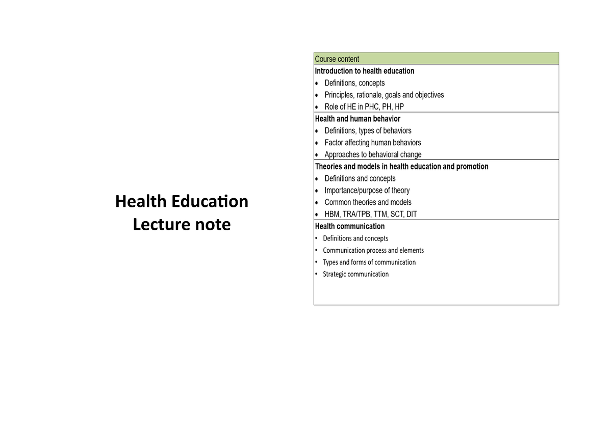 lecture as a method of health education