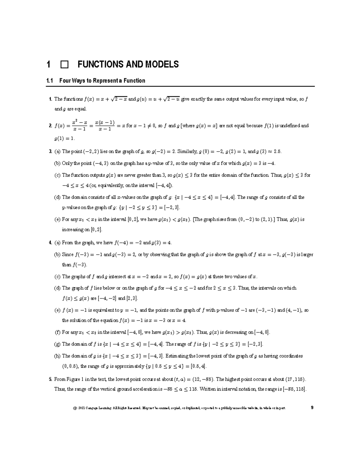 1.1 Calculus Early Transcendentals 9th Edition Solutions (James