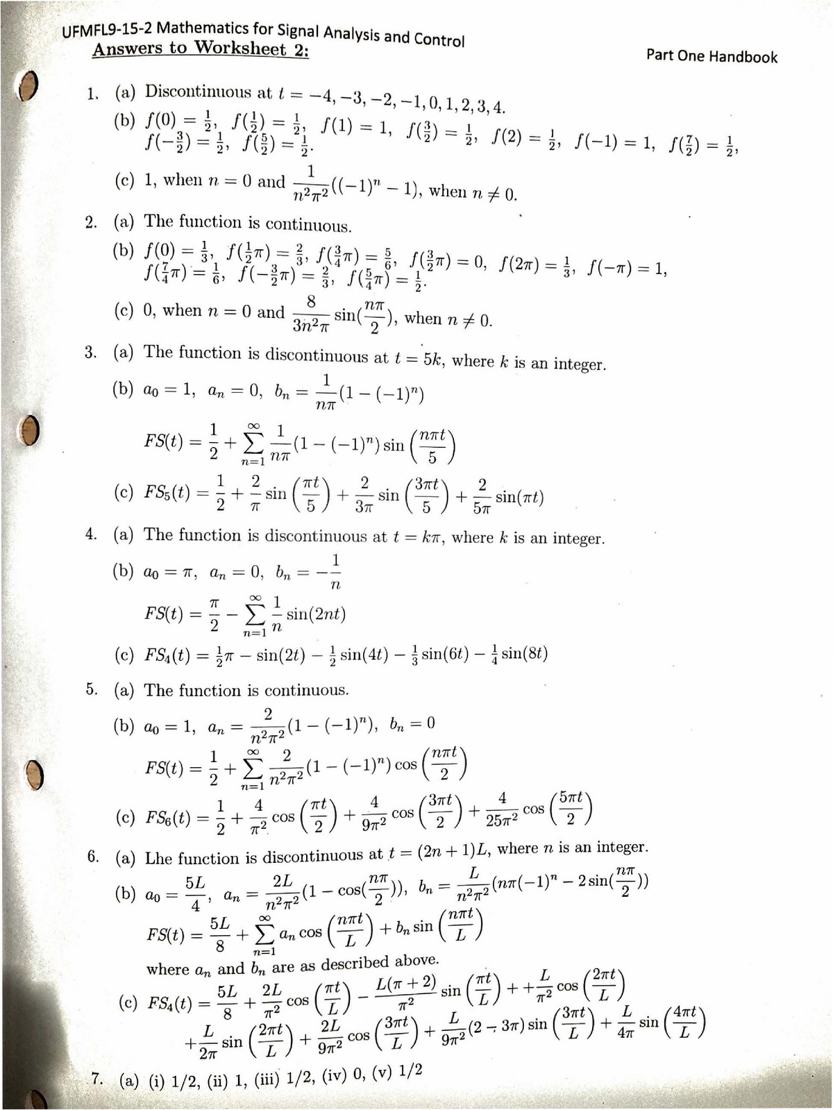 Tut 2 Solutions Fourier Series Studocu