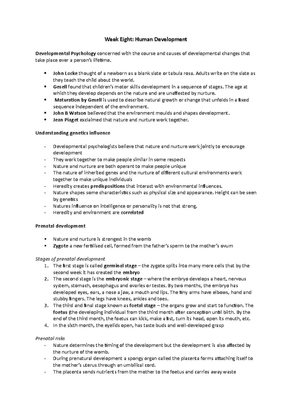Fundamentals of Psychology Study Notes - Week Eight: Human Development ...
