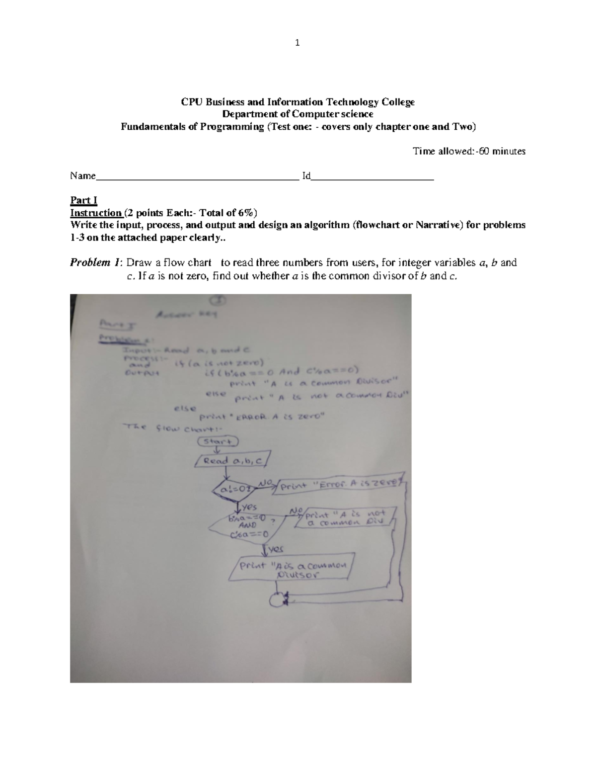 2023 Test 1 tests CPU Business and Information Technology College Department of Computer
