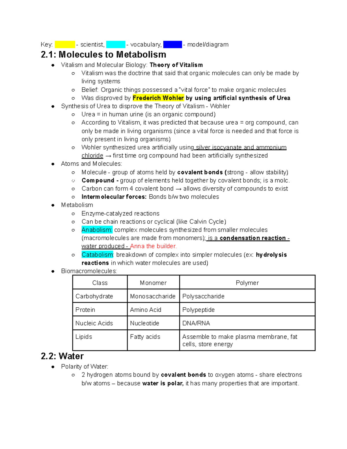 Biology HL Revision Notes - Key: werwe - scientist, rwrwer - vocabulary ...