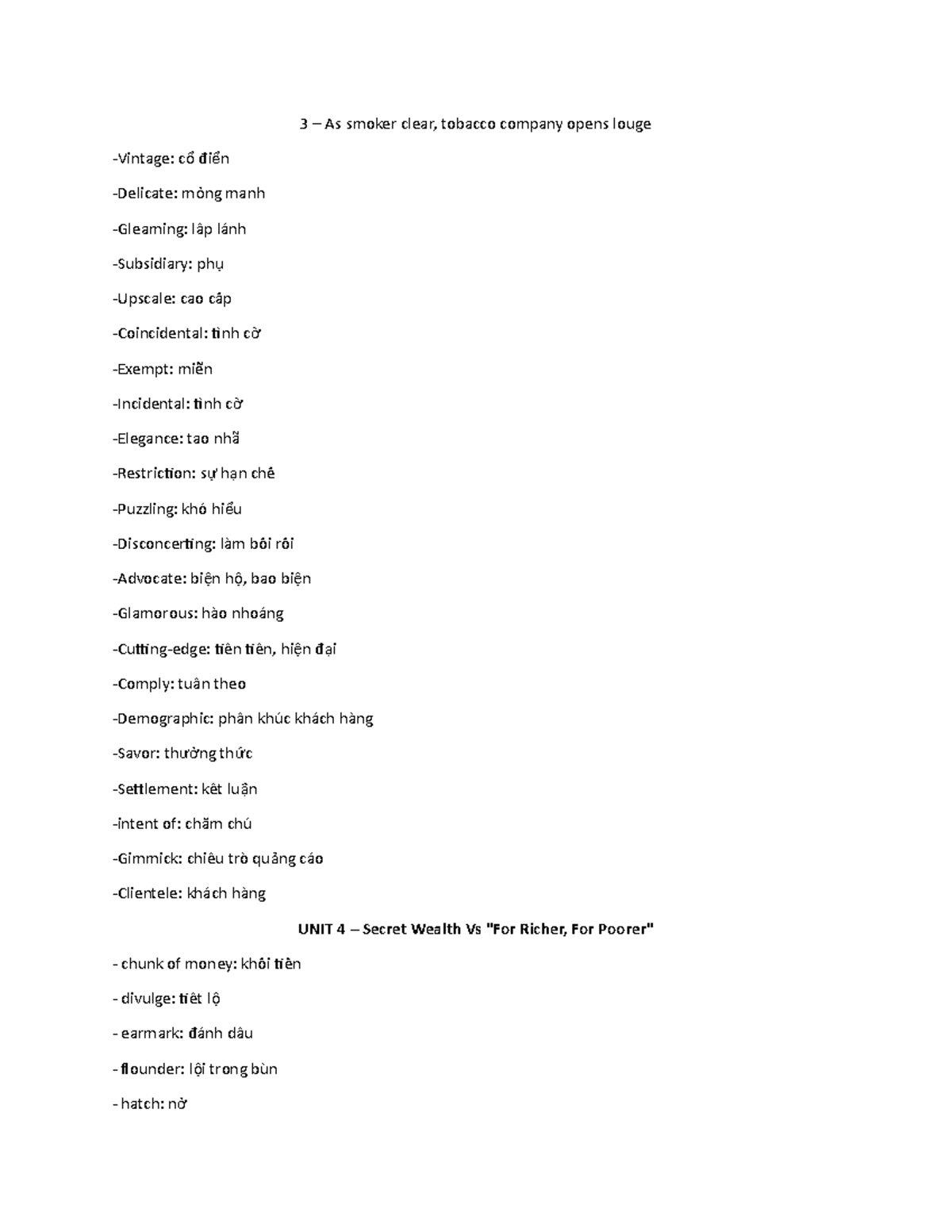 Vocab article 3 3 As smoker clear, tobacco company opens louge