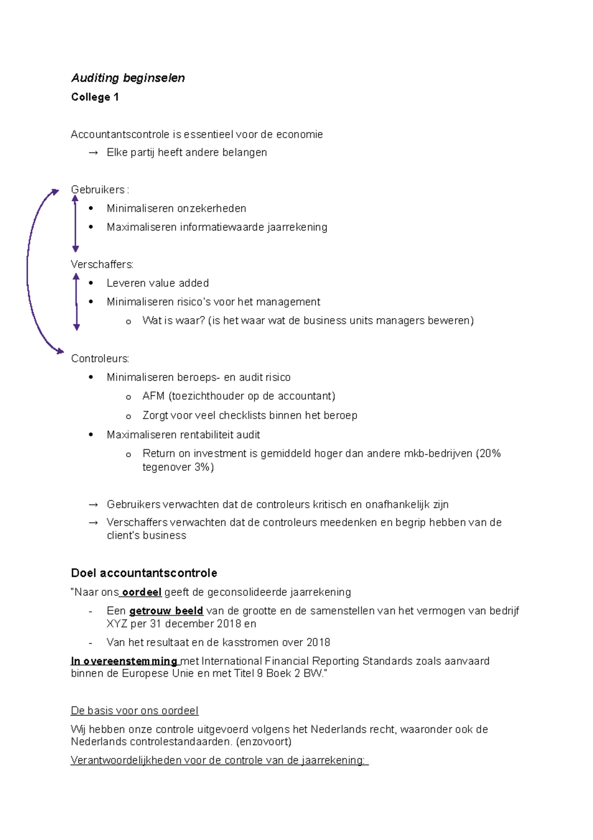 Auditing Beginselen College 1 - Auditing Beginselen College 1 ...