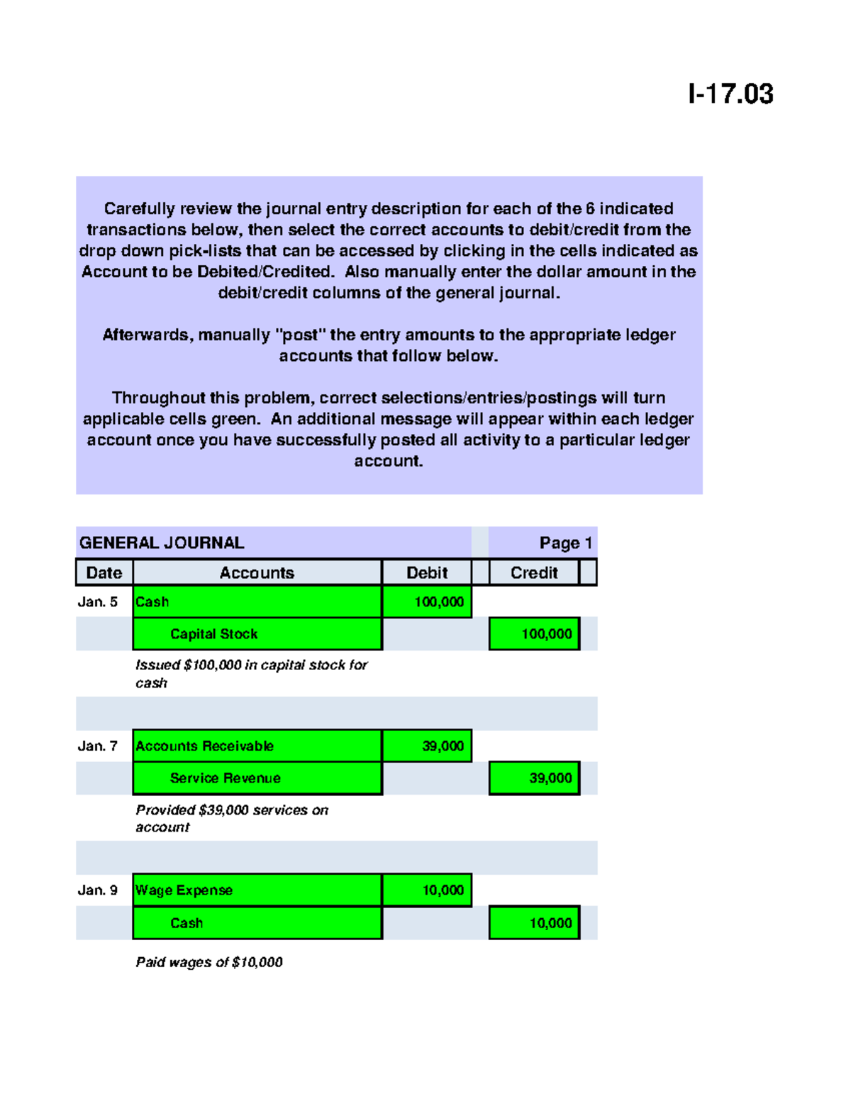 Preparing And Posting Journal Entries - Date Accounts Debit Credit Jan ...