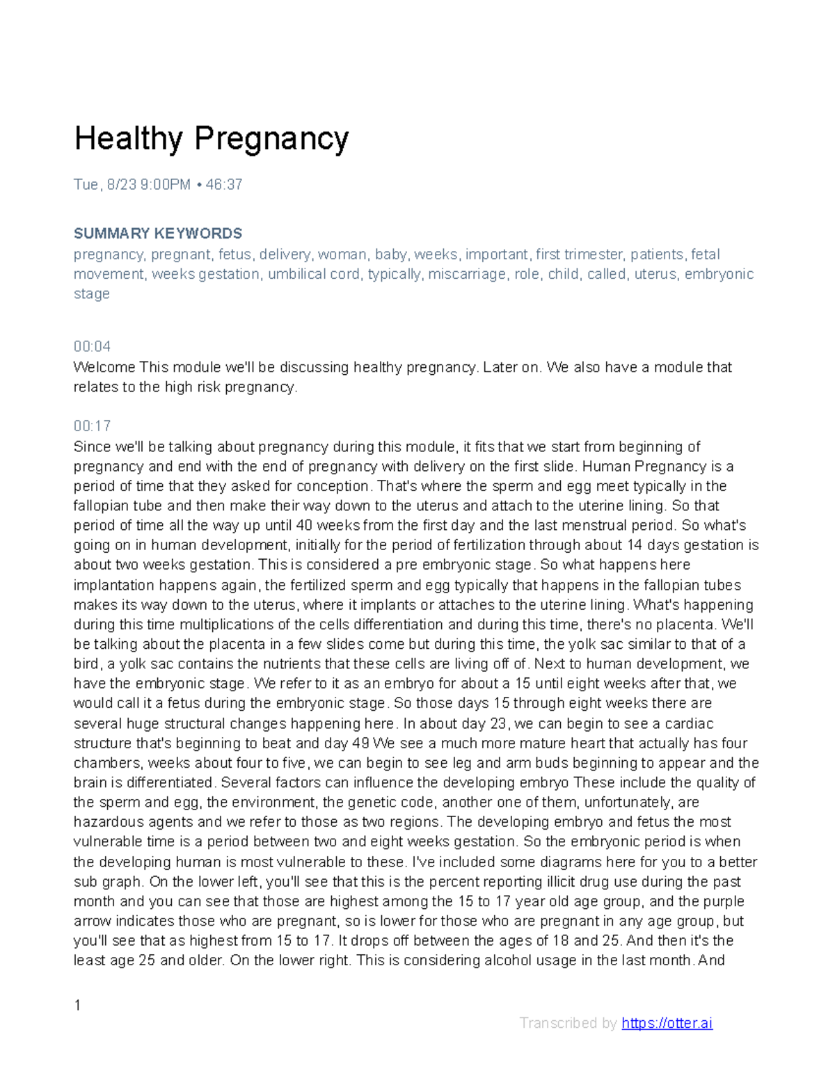 Healthy Pregnancy otter ai - Healthy Pregnancy Tue, 8/23 9:00PM • 46 ...