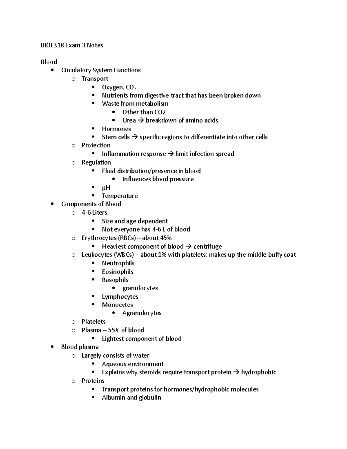 BIOL318 Exam 3 Notes UL Lafayette Studocu