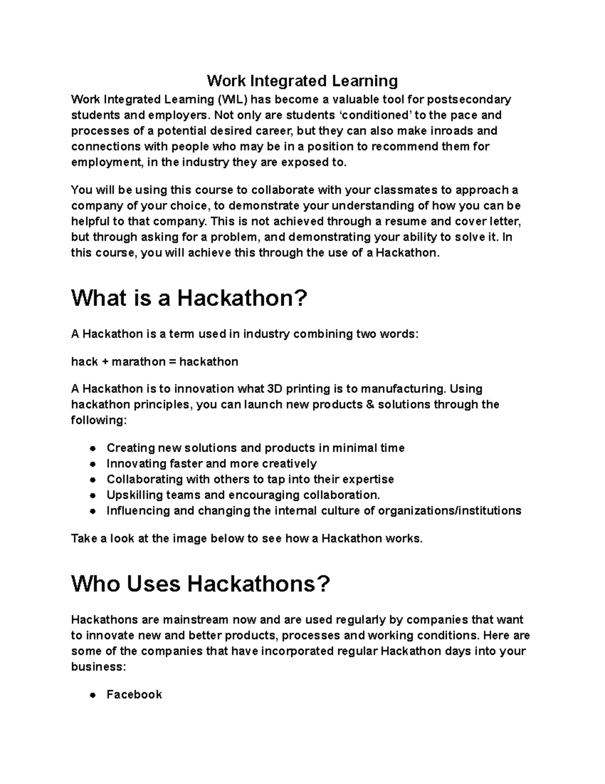 Work Integrated Learning - Not only are students ‘conditioned’ to the ...
