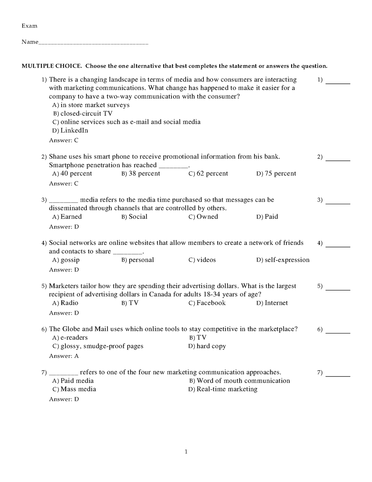 Untitled 12 - Mos 1021 Questions and answers - Exam Name